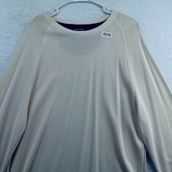 Brandini Mens Thermal Shirt Size XL Off White Crewneck Pullover Long Sleeve New - Picture 1 of 7